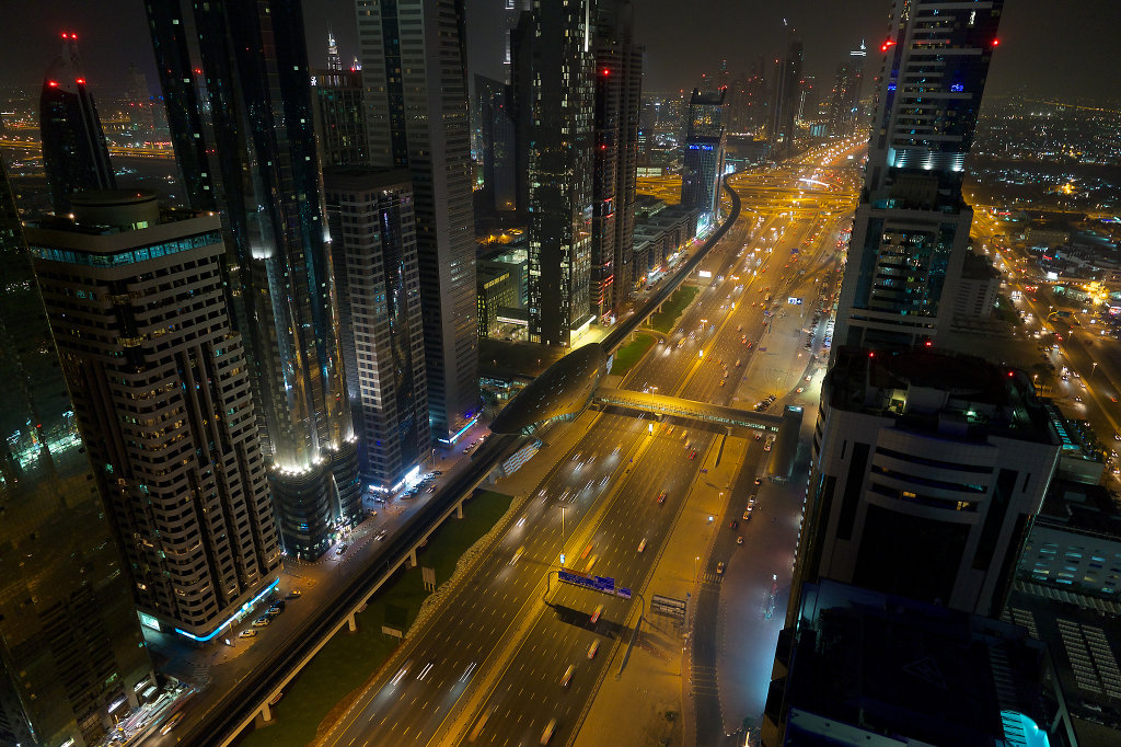 Sheikh Zayed Road at night
