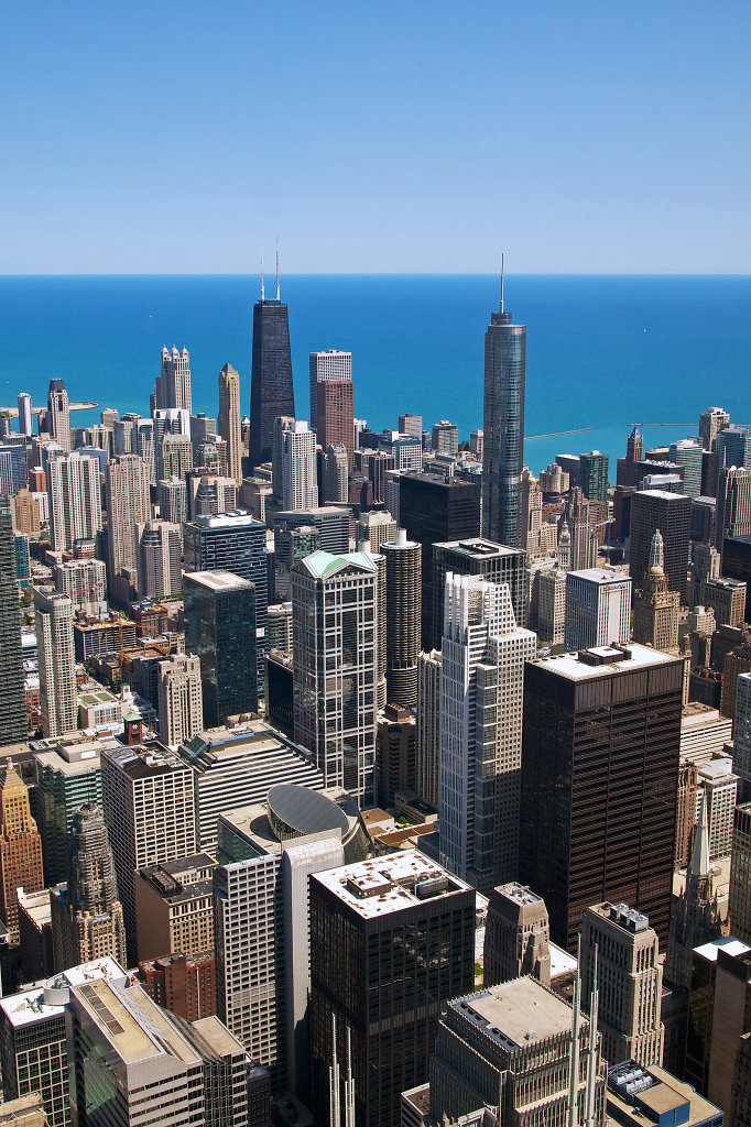 Cityscape of Chicago observed from the Skydeck