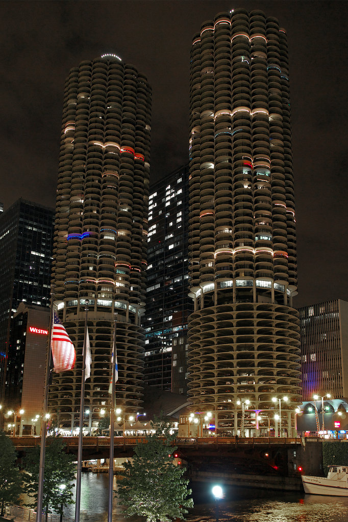 Marina City at night